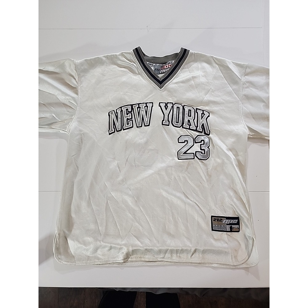 Vintage NYC 212 NEW YORK Baseball's Jersey Mens Size XL White Shirt #23